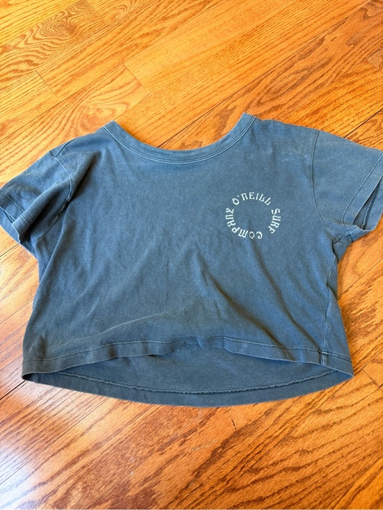 O'Neill Tops - O'Neill Blue Cropped Tee with White Surf Circle Logo